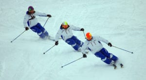 BASI Trainers Skiing in Formation at Interski 2016
