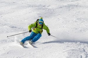 Skiing long carve turns